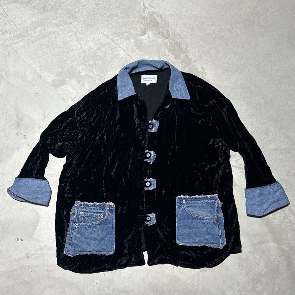 Leeba Marks Vintage Levi Upcycled Antique Linens Jacket Handcrafted SZ L/XL